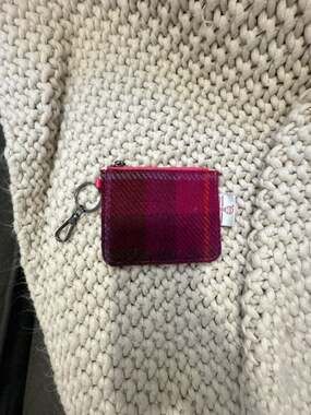 Islander Harris Tweed Pink Tartan Zip Card Holder Purse